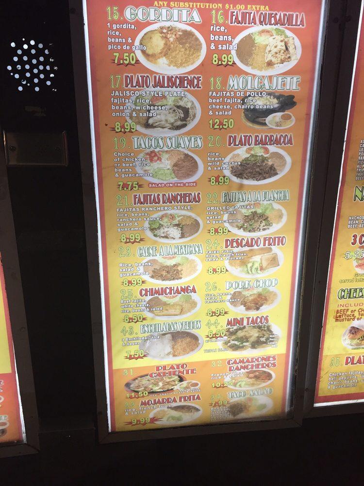 Menu at Jalisco's Breakfast Tacos and Mexican Food restaurant, San