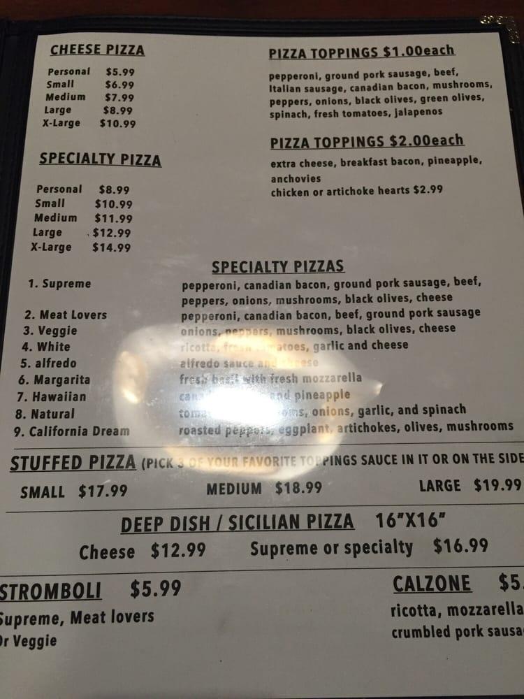 Menu at Villa Dianna Italian Restaurant, Burleson