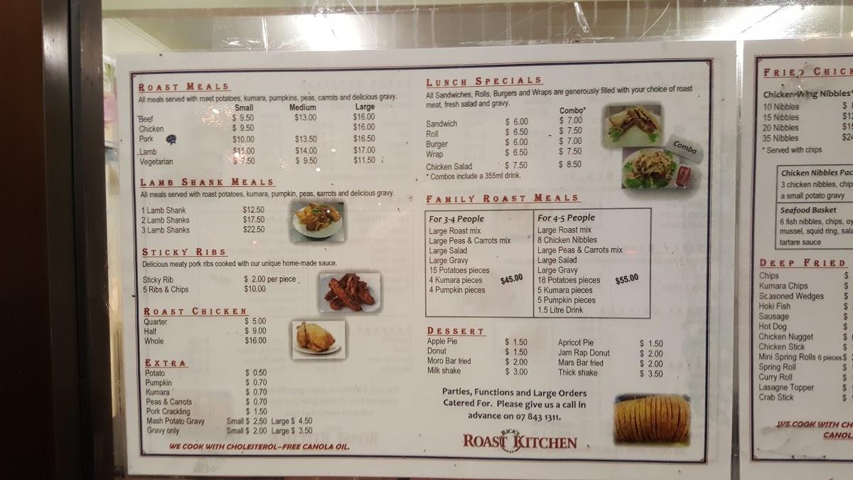 Menu at Ricks Roast Kitchen, Hamilton