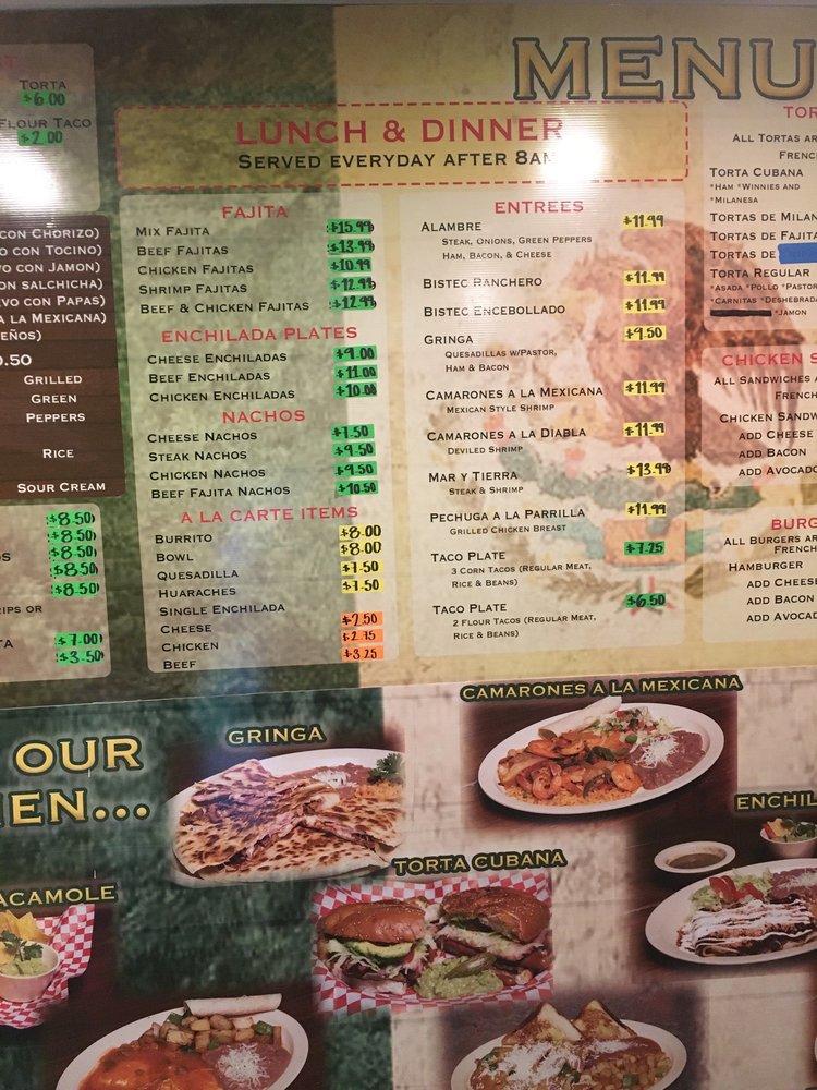 Menu at La Pasadita restaurant, White Settlement