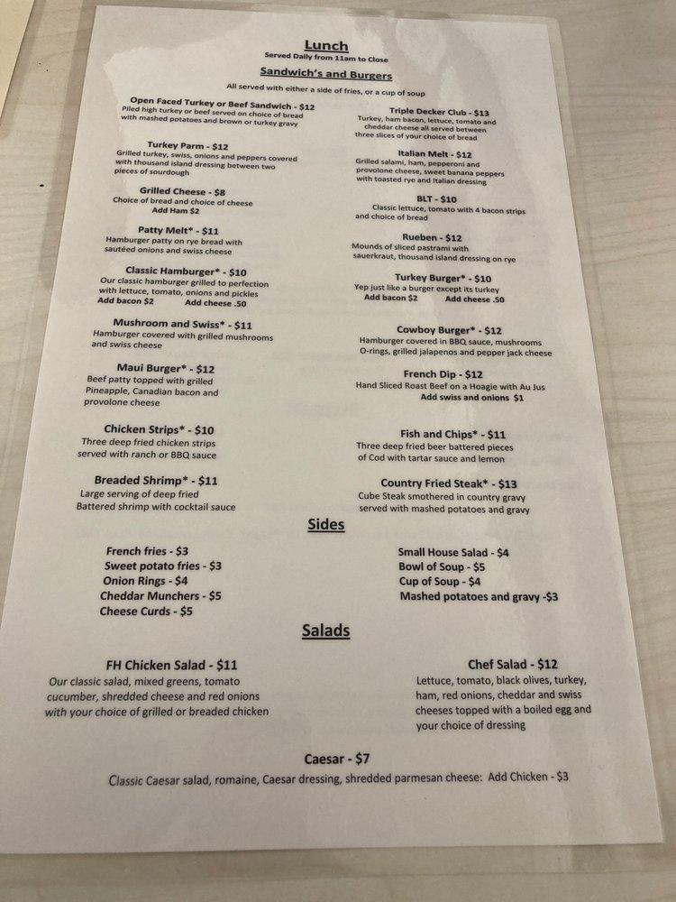 Menu at Farmhouse Cafe, Plains