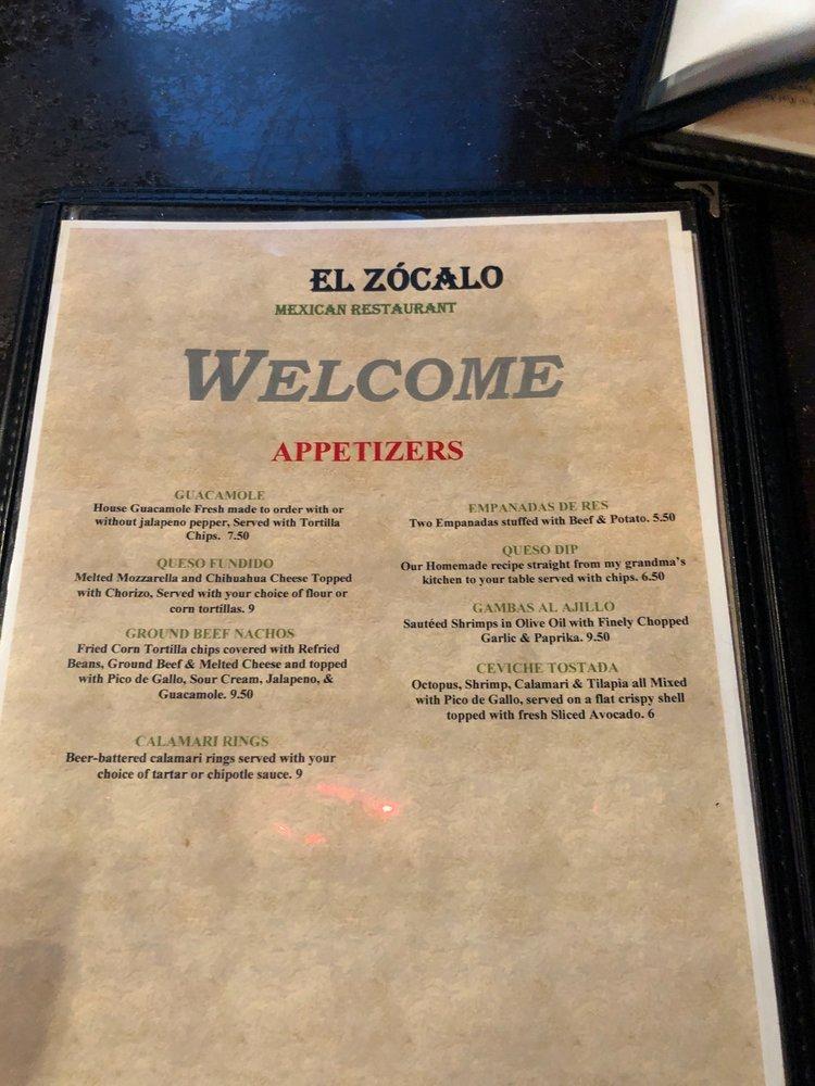 Menu at El Zocalo Mexican Restaurant Sanford, Sanford