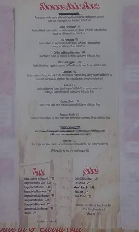 Menu at Twins Pizza & Steaks pizzeria, LaFayette