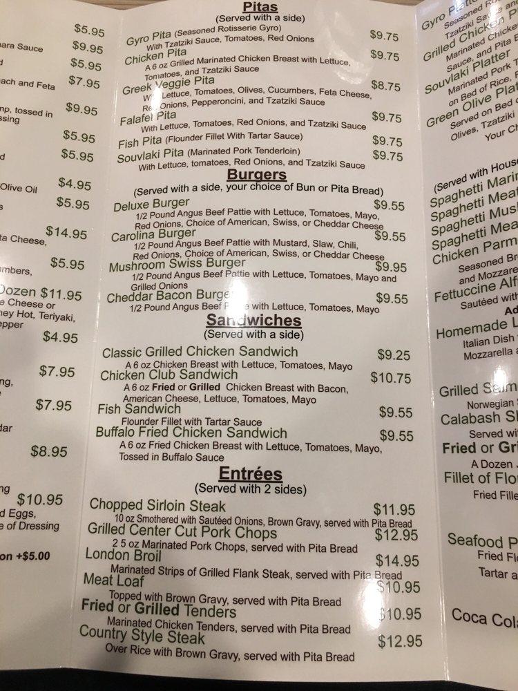 Menu at Green Olive Grill restaurant, Fort Mill