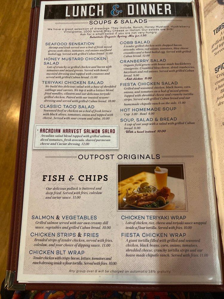 Menu at Outpost Pizza Pub & Grill, John Day