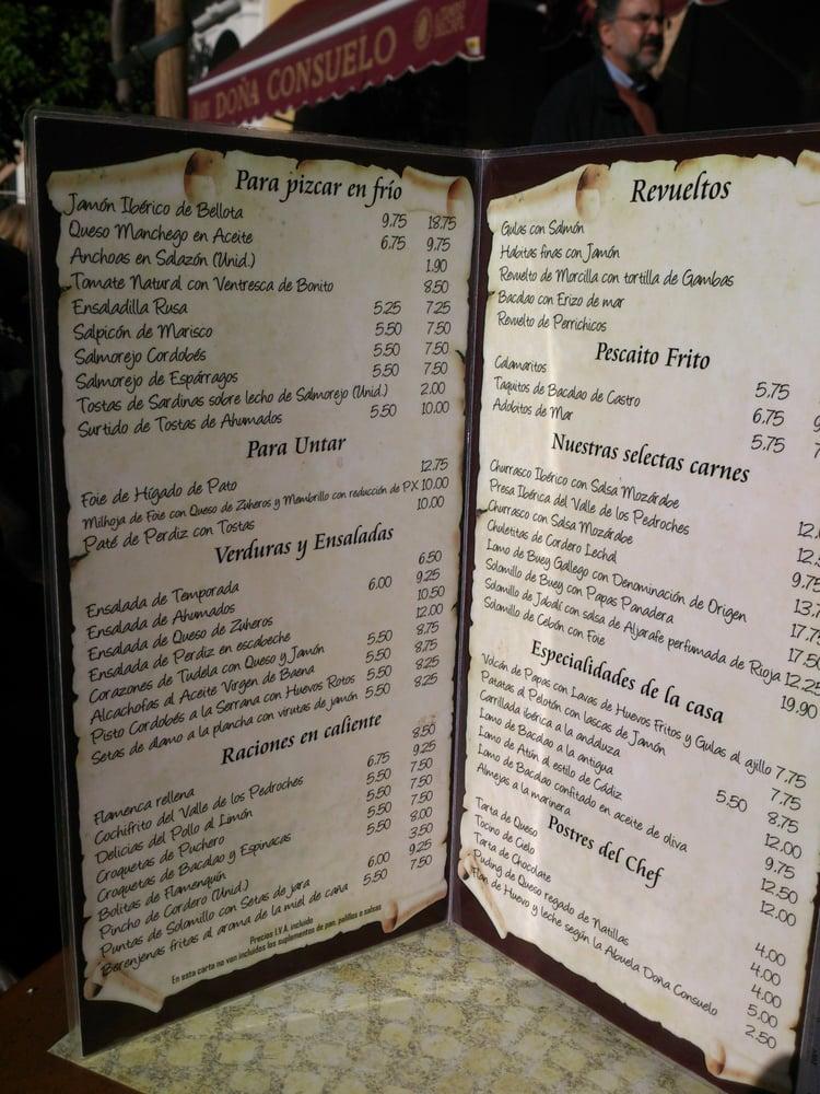 Carta de Restaurante El Azafran, Córdoba