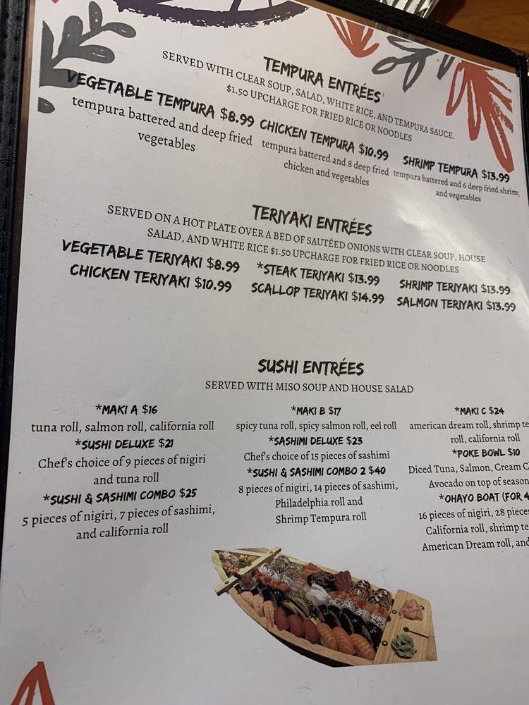 Menu at Ninja Japanese Steakhouse, Hillsboro