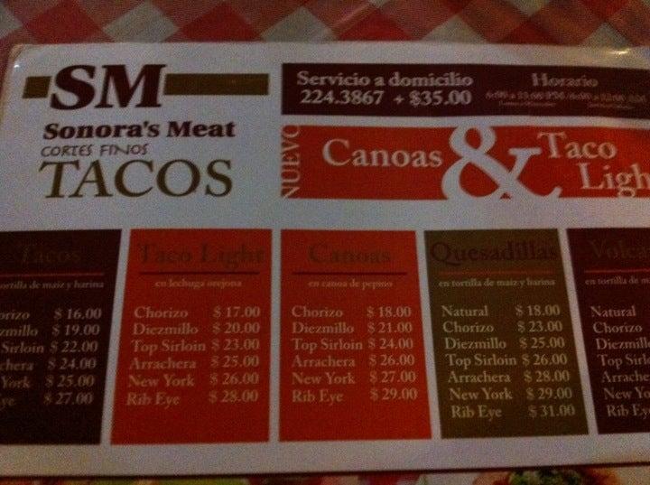 Menu at Sonora's Meat steakhouse, Puerto Vallarta, 12