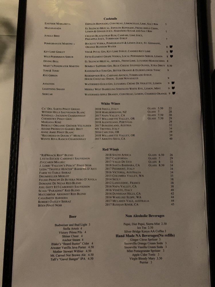 Menu at Zoe restaurant, Athens, 24 1/2 E State St