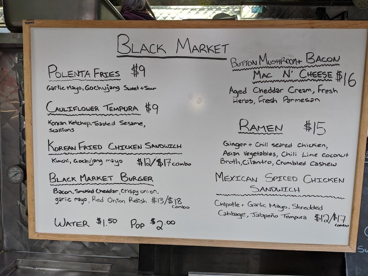 Menu at Black Market Food Truck restaurant, Courtenay