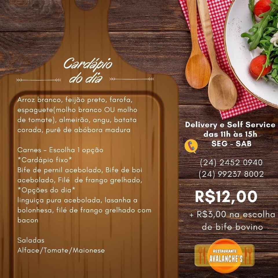 LANCHONETE AVALANCHE'S cardápio