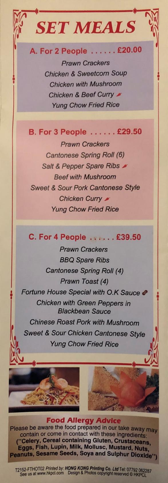 Fortune House In Pontefract Restaurant Menu And Reviews