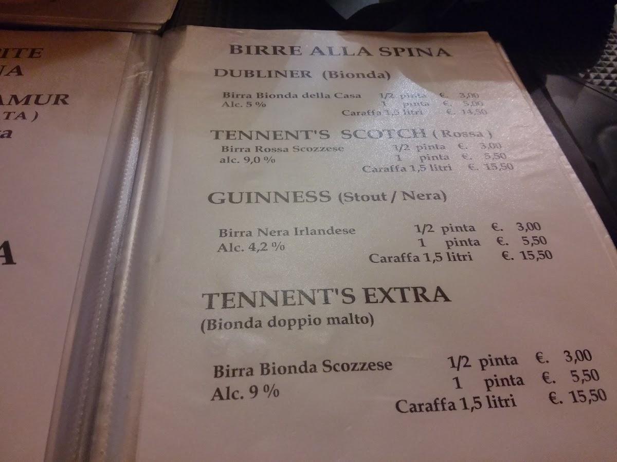 Menu di Pub Dubliner 