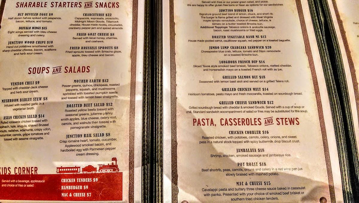 Menu at The Junction Ale House restaurant, Snowshoe, Snowshoe Dr