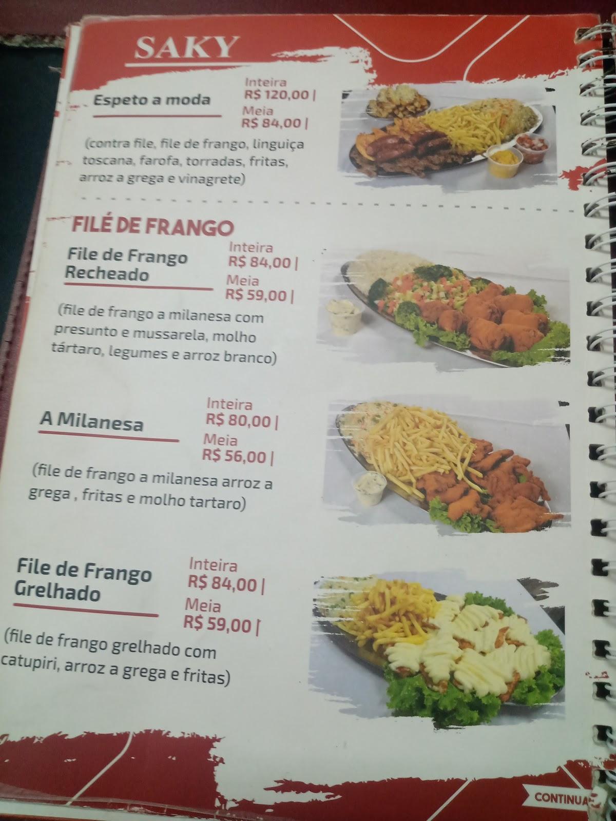 Saky Restaurante cardápio