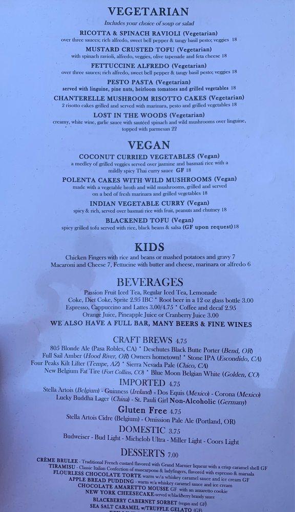Menu at River City Grill steakhouse, Yuma