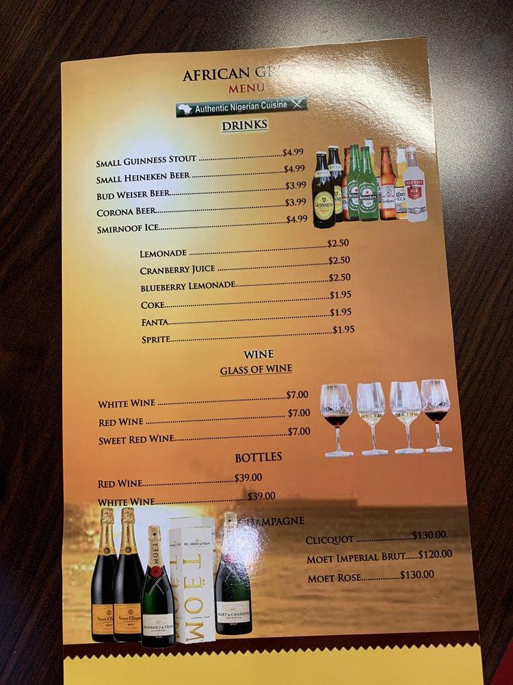 Menu at The African Grill restaurant, Duluth