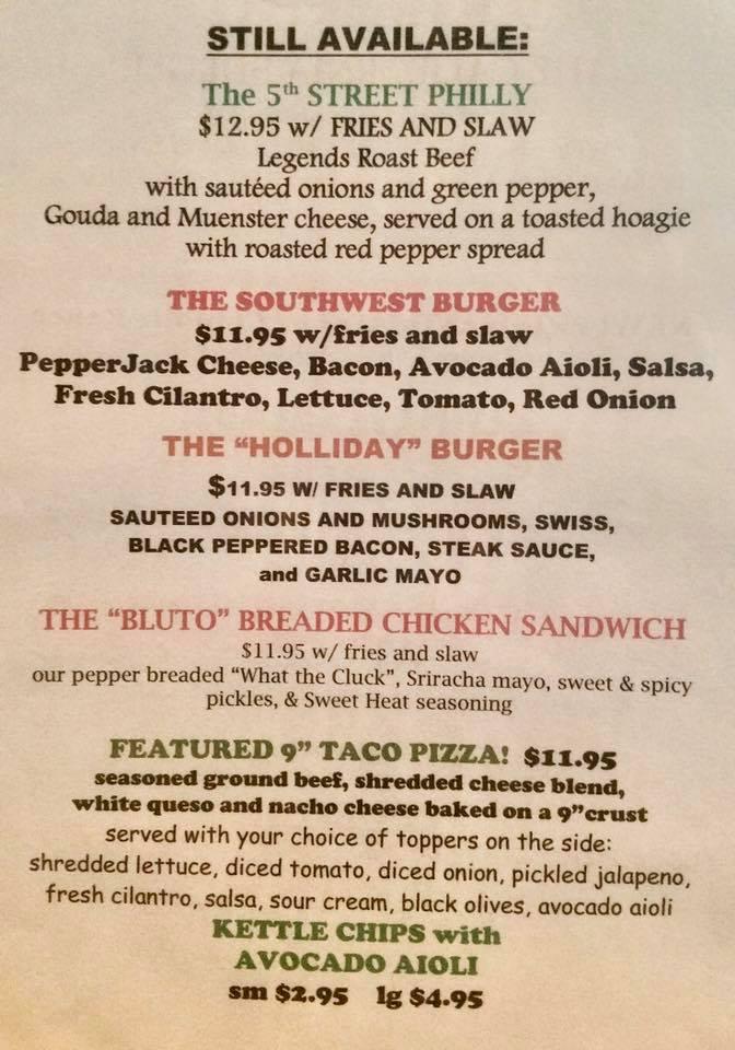 Menu At Legends Southside Bar Grill Richmond menu-at-legends-southside-bar-grill-richmond