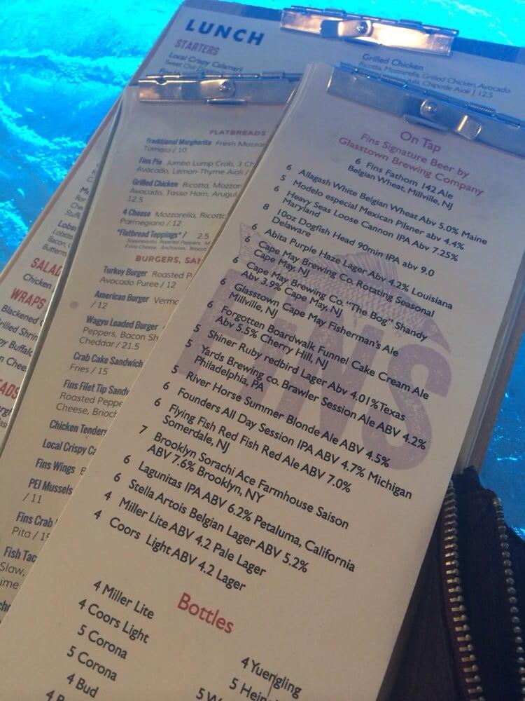 Menu at Fins Bar & Grille, Cape May, 142 Decatur St