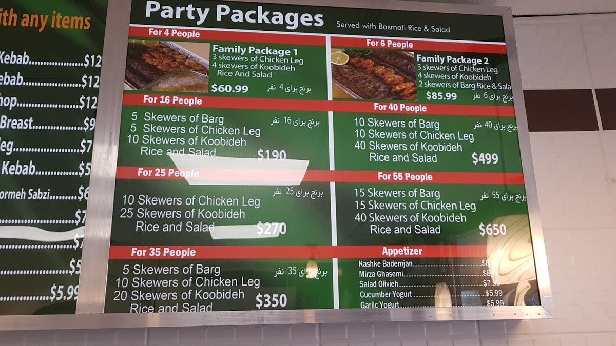 Menu at Taftan Kebab restaurant, Newmarket