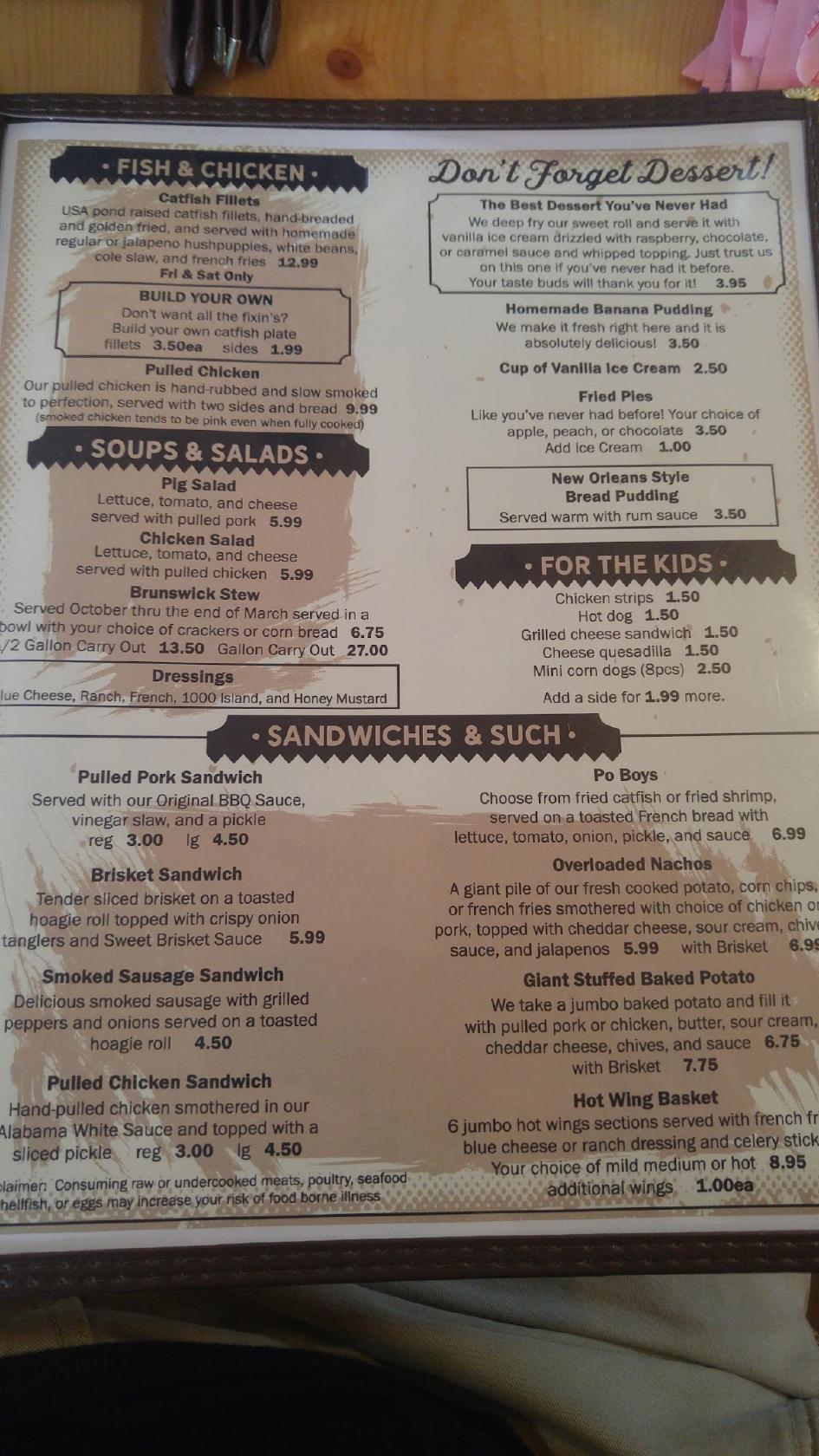 Menu at 31 South Diner BBQ, Lynnville