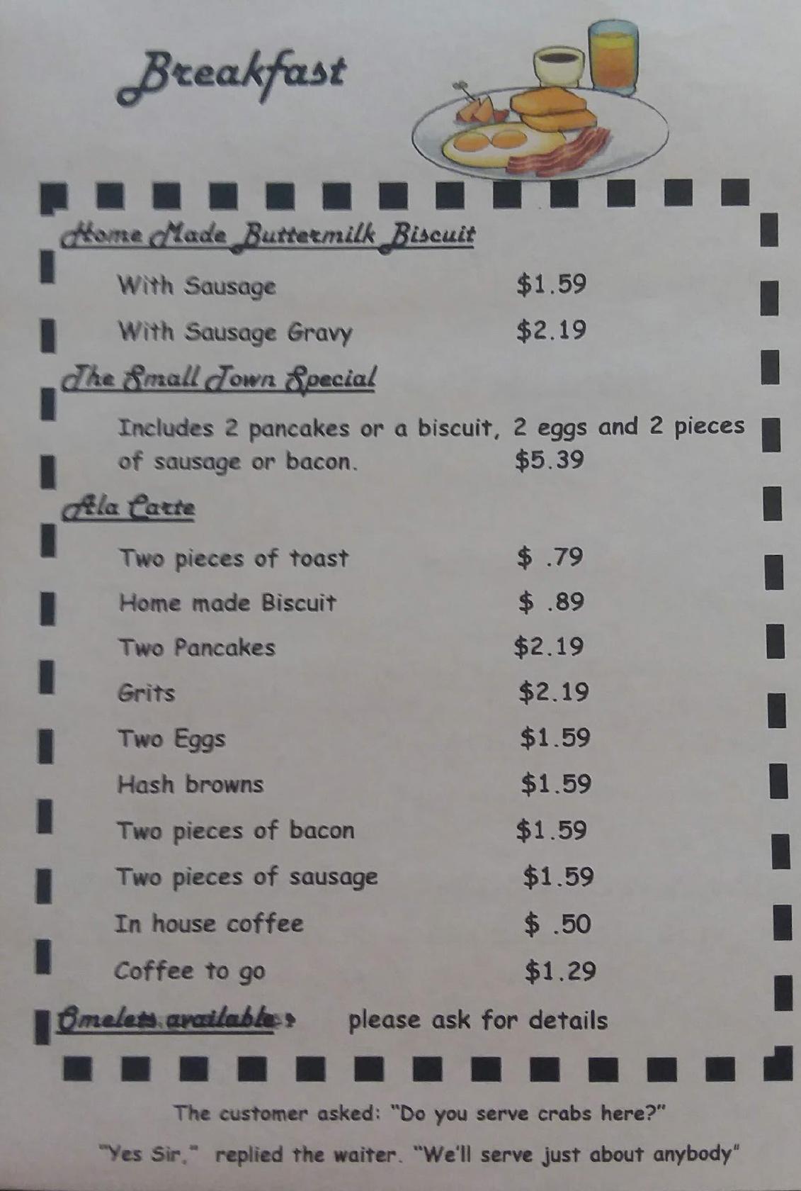 Menu at Amjenns Soups & Scoops restaurant, Springhill