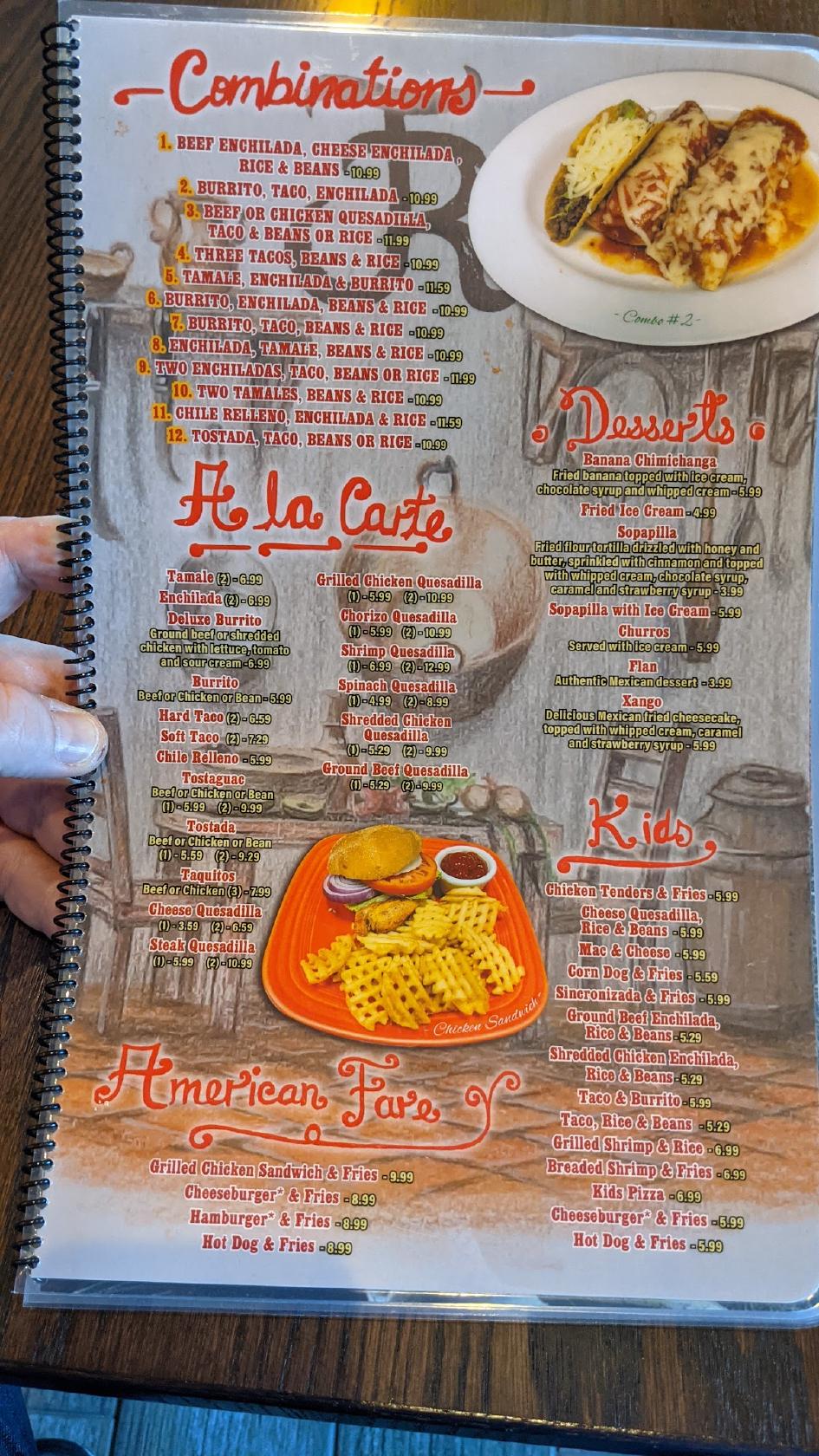 Menu at Santa Fe Restaurant & Bar, Dyer