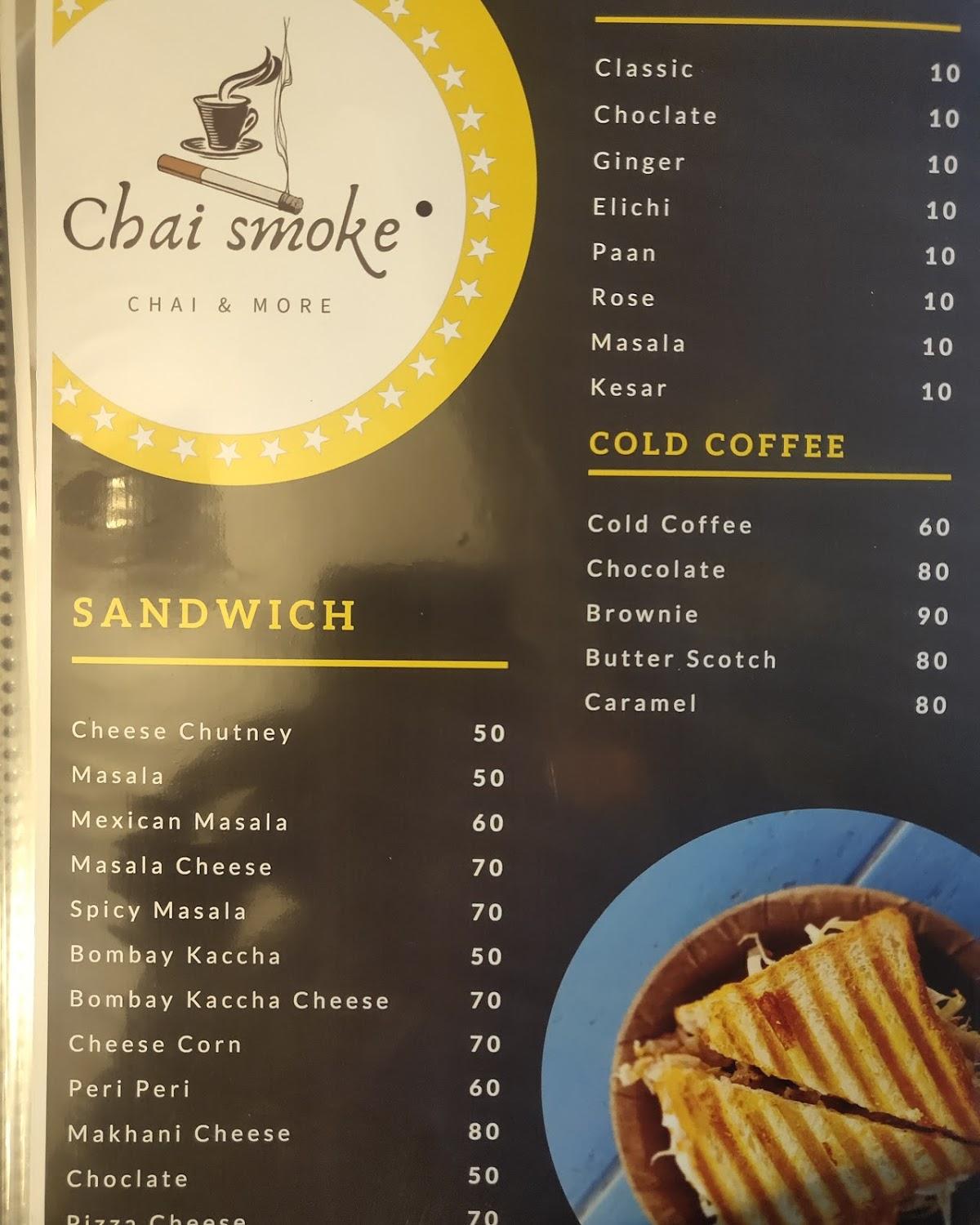 Menu at Chai Smoke Cafe, Indore