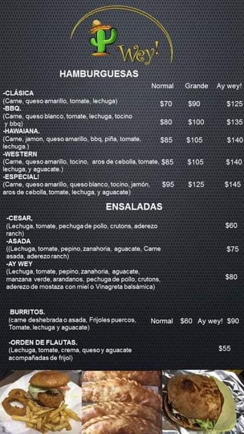 Menu at Ay Wey restaurant, San José del Cabo