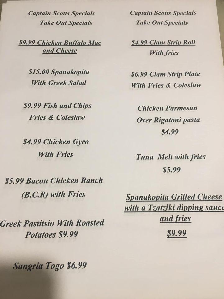 Menu at Captain’s Bar&Grille, Sandwich