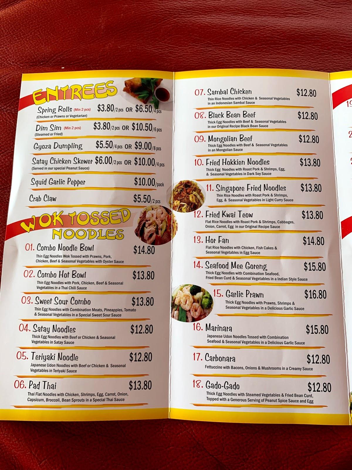 Menu at Noodle Bowl restaurant, Aldinga Beach, Shop 40/1 Pridham Blvd