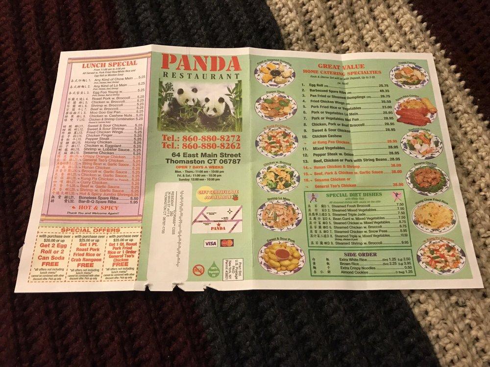 Menu at PANDA Chinese Restaurant, Thomaston