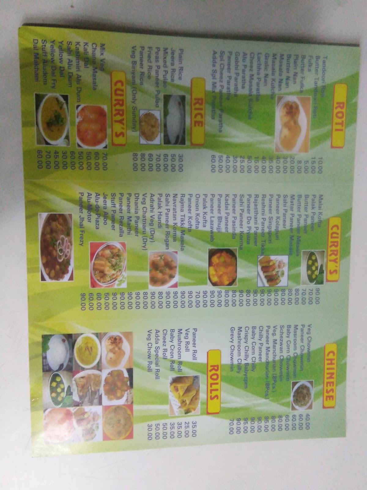 Veg Adda Restaurant menu