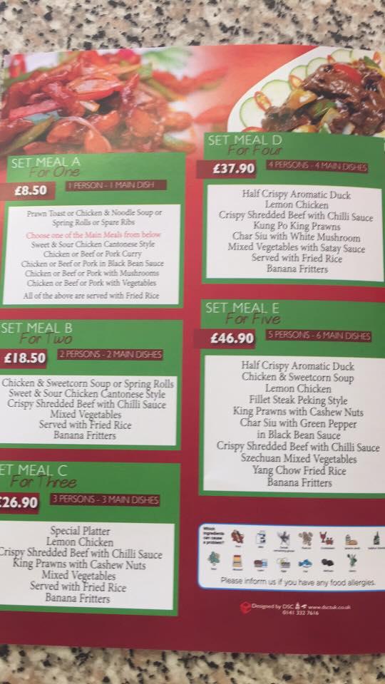 Menu at Yummy House, Bathgate
