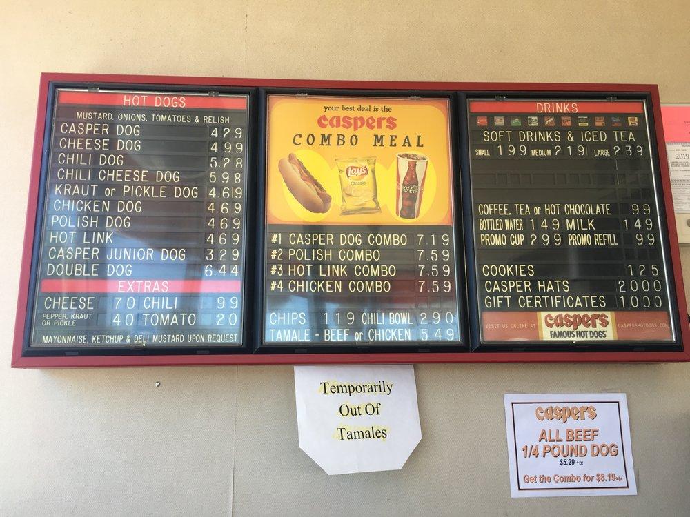 Menu at Caspers Hot Dogs Richmond restaurant, Richmond, Macdonald Ave