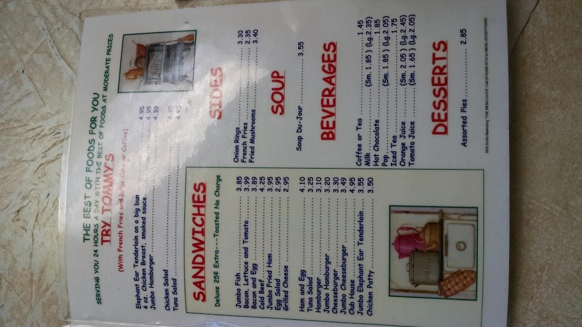 Menu at Tom & Lin's restaurant, South Bend