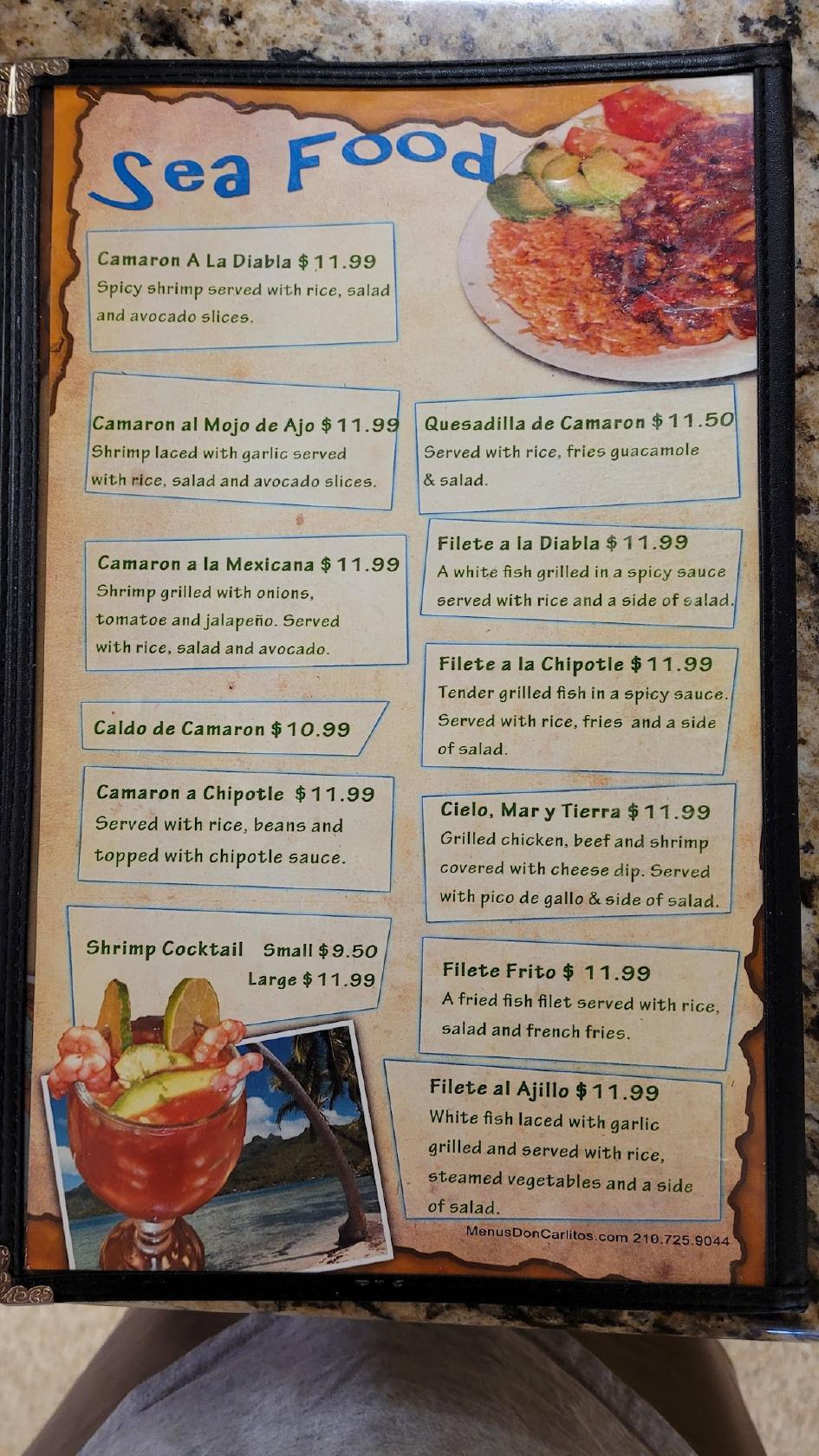 Menu at El Bracero Mexican Restaurant, Kingsland