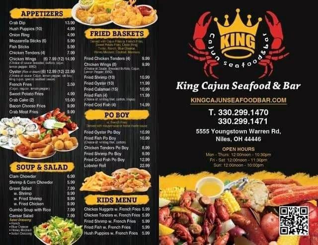 Menu At King Cajun Seafood Bar Niles