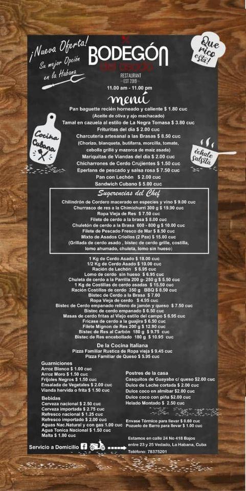 el bodegon menu