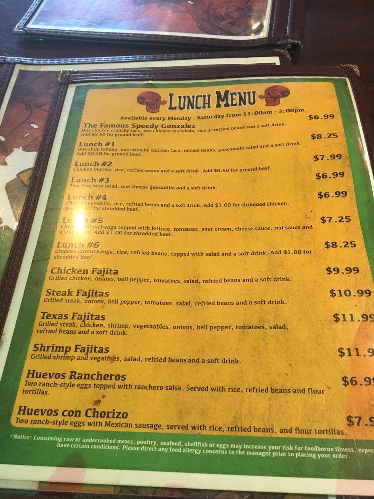Menu at Tequila's Mexican Restaurant, Jacksonville
