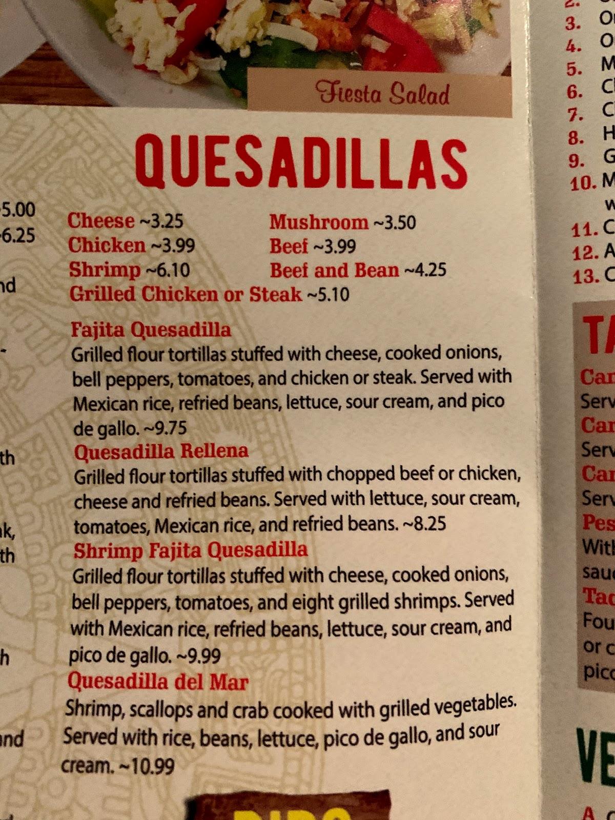 Menu at Mi Casa Mexican restaurant, Rogersville