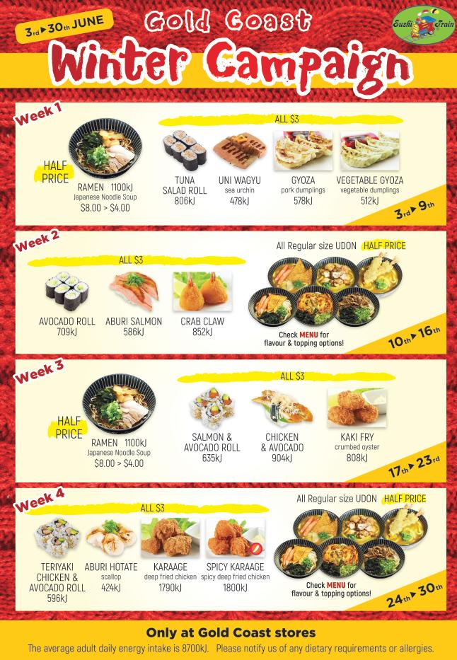 Sushi Train (Surfers Paradise) Menu Takeout in Gold Coast, Delivery Menu &  Prices