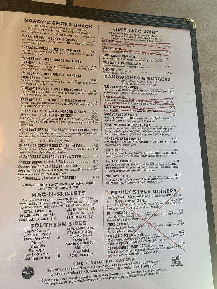Menu at The Fishin' Pig Norfolk BBQ, Norfolk