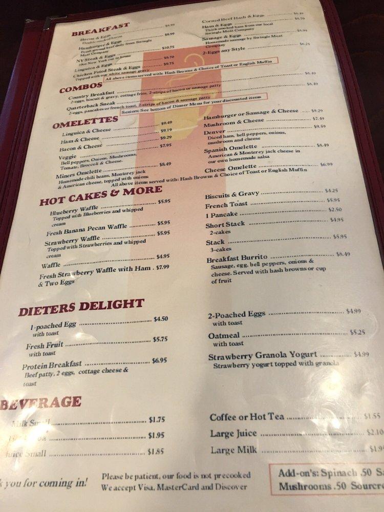 Menu at Mel’s Diner fast food, Jackson