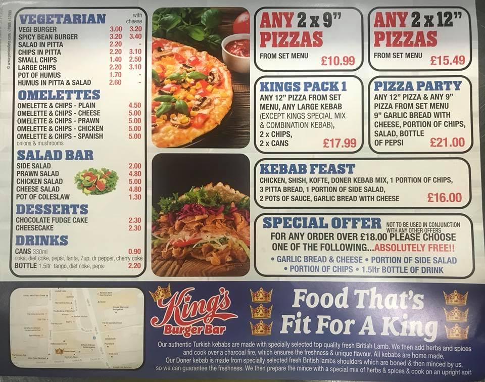 Menu at Kings Burger Bar Dereham, Dereham