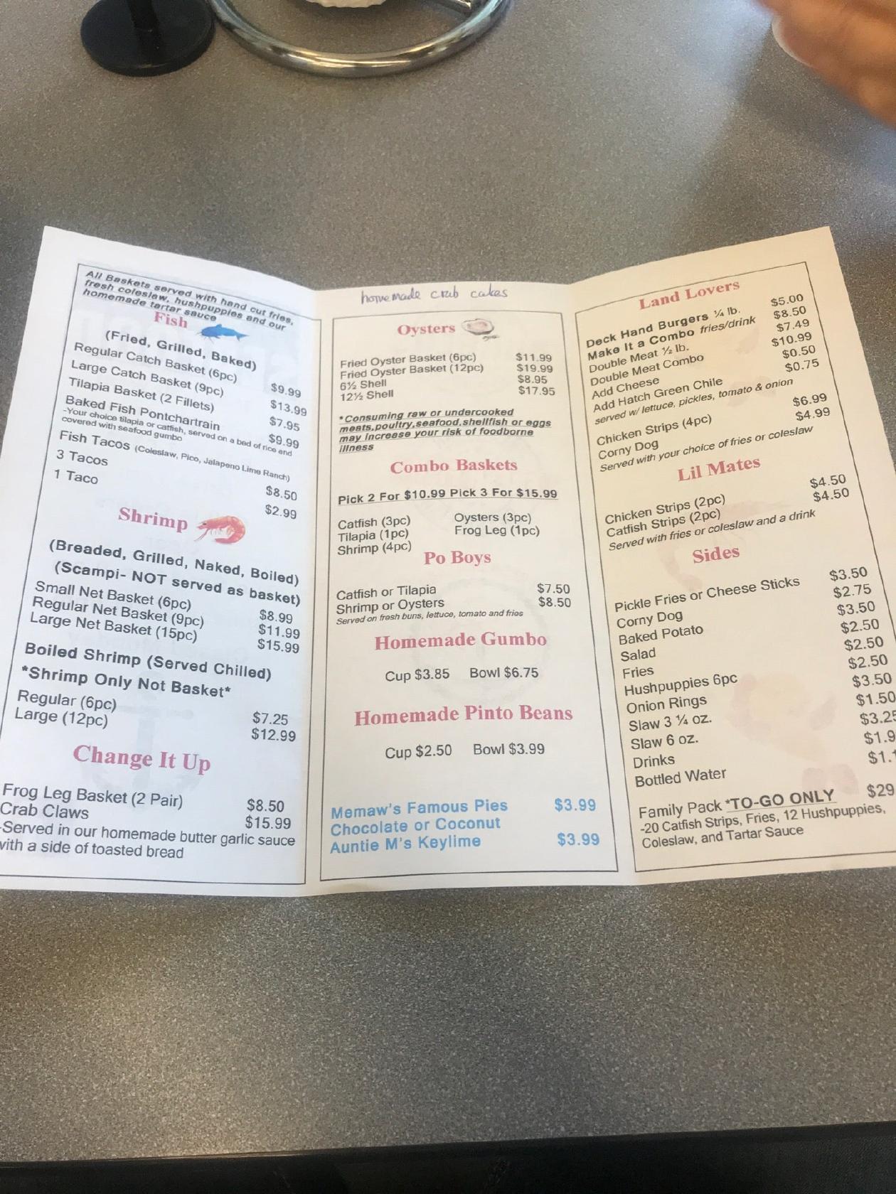 Menu at Ciro s Seafood restaurant Caddo Mills