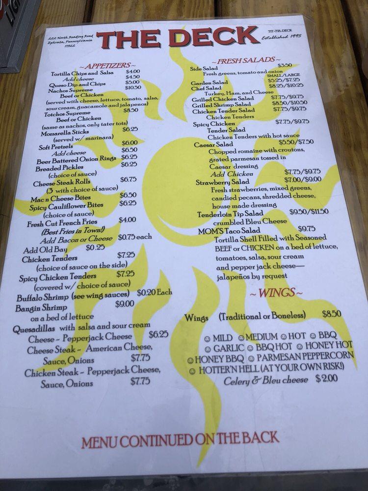 Menu at Dutchmaid Deck pub & bar, Ephrata