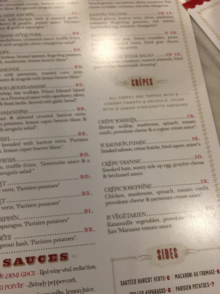 Menu at French Bistro restaurant, Wichita