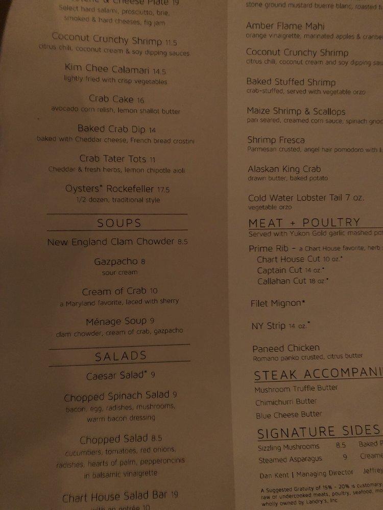 Menu At Chart House Steakhouse Alexandria