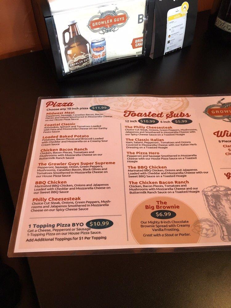 Menu at The Growler Guys pub & bar, Eau Claire